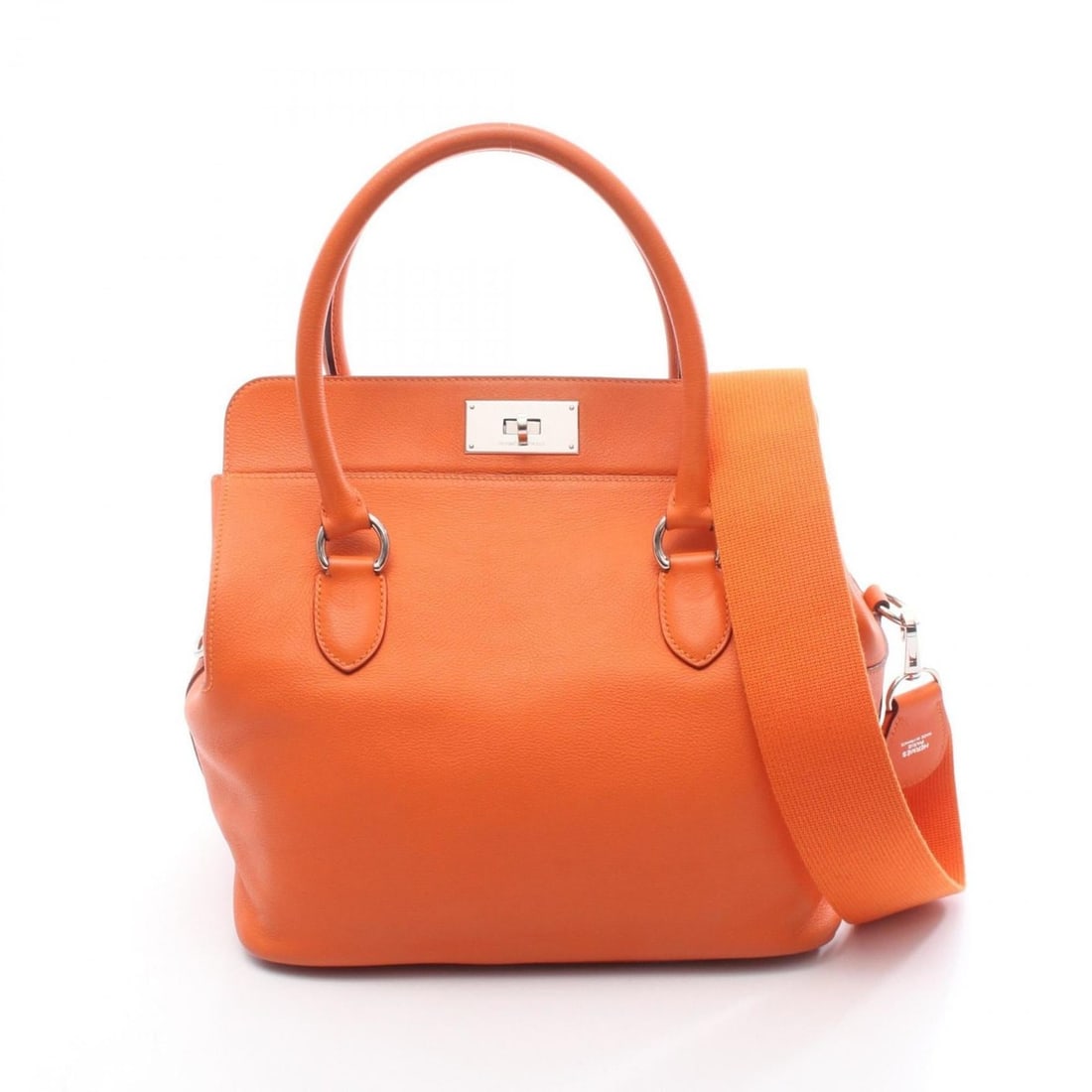Hermes Hermès Toolbox 26 Handbag, Leather, Evercolor, Women's, Orange: --- Catalog ---Category: SizeSize (HxWxD): 28cm x 26cm x 18cm / 11.02'' x 10.23'' x 7.08''Category: DesignType: HandbagColor: OrangeGender: WomenMaterial: Evercalf leather Category: GeneralBrand: Herm