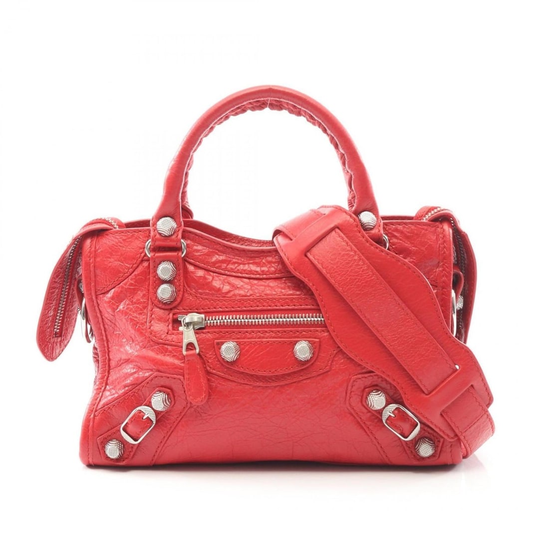 Balenciaga Mini City Handbag, Leather, Women's, Red, 519938: --- Catalog ---Category: SizeSize (HxWxD): 14cm x 24cm x 8cm / 5.51'' x 9.44'' x 3.14''Category: DesignType: HandbagColor: Red colorGender: WomenMaterial: Leather Category: GeneralMPN: 519938Brand: Ba