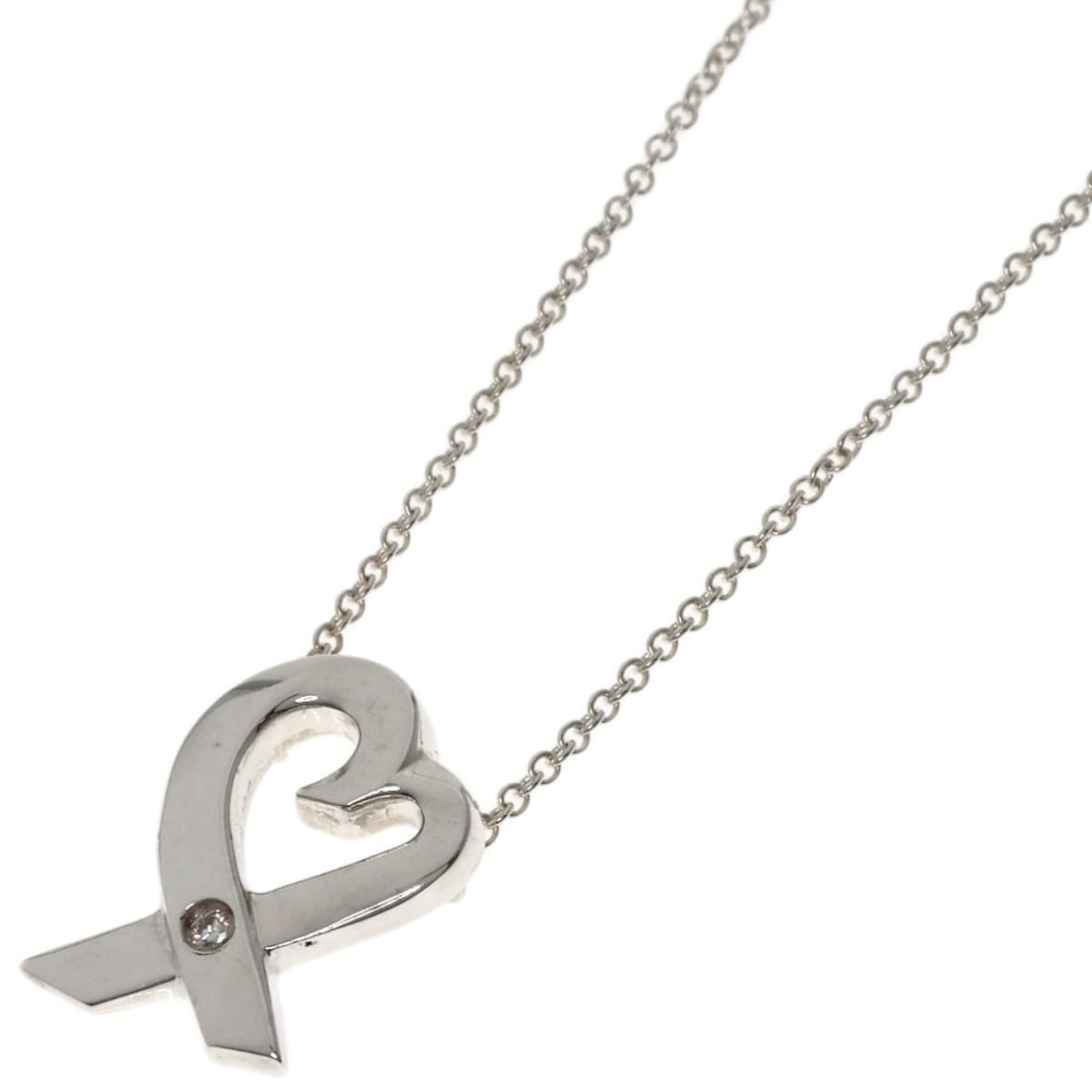 Tiffany & Co. Loving Heart 1-Piece Diamond Necklace in Silver for Women: --- Catalog ---Category: SizePendant Size: 15.2mm x 10.9mm / 0.59'' x 0.42''Neck Circumference: 41 cm / 16.14''Category: DesignStone: DiamondGender: WomenMaterial: SilverNecklace Type: NecklaceCategor