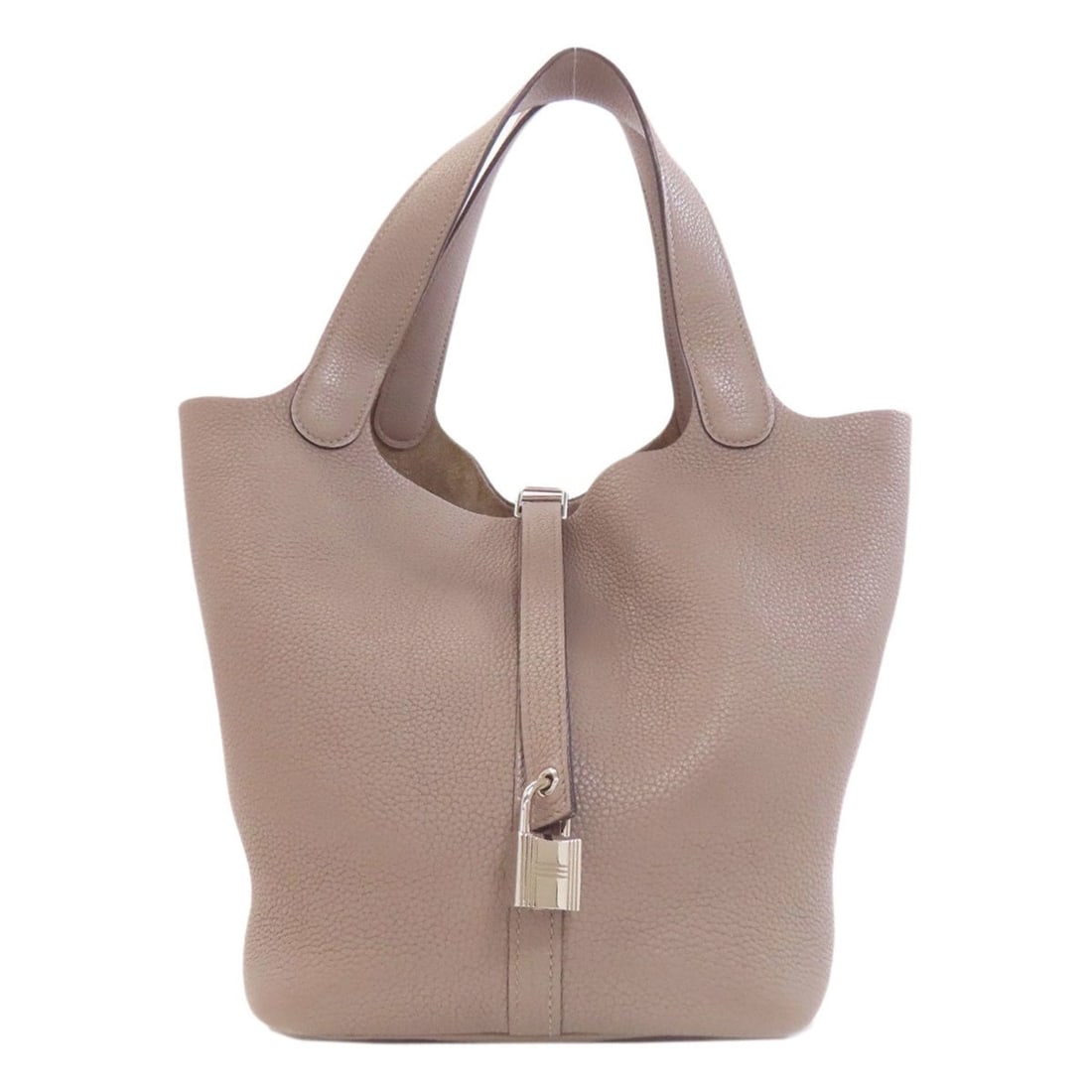 Hermès Picotin Lock MM Asphalt Handbag with Silver Hardware, Taurillon, Women's, HERMES: --- Catalog ---Category: SizeSize (HxWxD): 22cm x 18cm x 23cm / 8.66'' x 7.08'' x 9.05''Category: DesignType: HandbagColor: Beige brownGender: WomenMaterial: Taurillon clemence leather Category: Gener