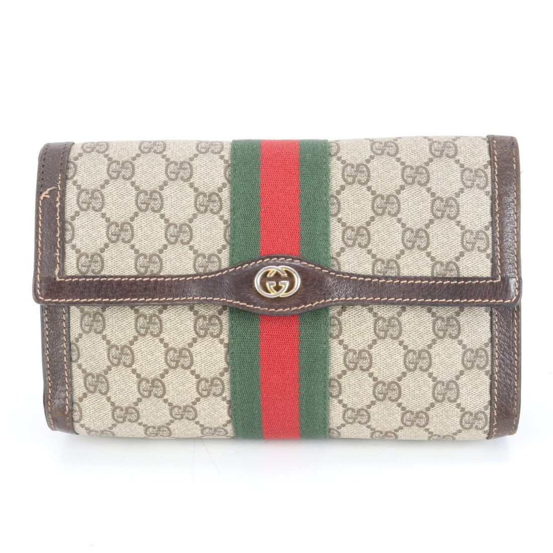 Gucci GG Supreme Sherry Line Leather Clutch Bag/Pouch Brown Men's: --- Catalog ---Category: SizeSize (HxWxD): 16cm x 25cm x 6cm / 6.29'' x 9.84'' x 2.36''Category: DesignType: Clutch bagColor: BrownGender: MenMaterial: Leather , Coated canvas Category: GeneralLine: S