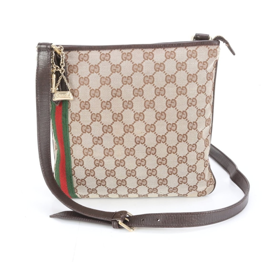 Gucci GG Canvas Sherry Line 144388 Leather Messenger Shoulder Bag for Men: --- Catalog ---Category: SizeSize (HxWxD): 24cm x 25cm x 2cm / 9.44'' x 9.84'' x 0.78''Category: DesignType: Shoulder bagColor: BrownGender: MenMaterial: Leather , Canvas Category: GeneralMPN: 144388B