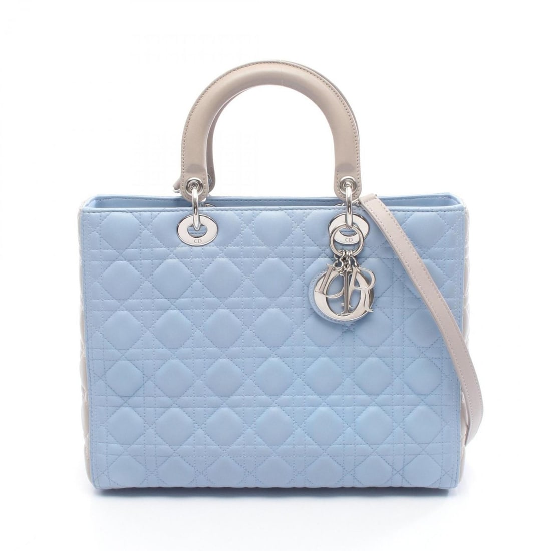 Christian Dior Dior Lady Large Cannage Handbag Leather Women's Bag Blue Gray: --- Catalog ---Category: SizeSize (HxWxD): 25cm x 32cm x 11cm / 9.84'' x 12.59'' x 4.33''Category: DesignType: HandbagColor: BlueGender: WomenMaterial: Leather Category: GeneralLine: Lady DiorBrand: C