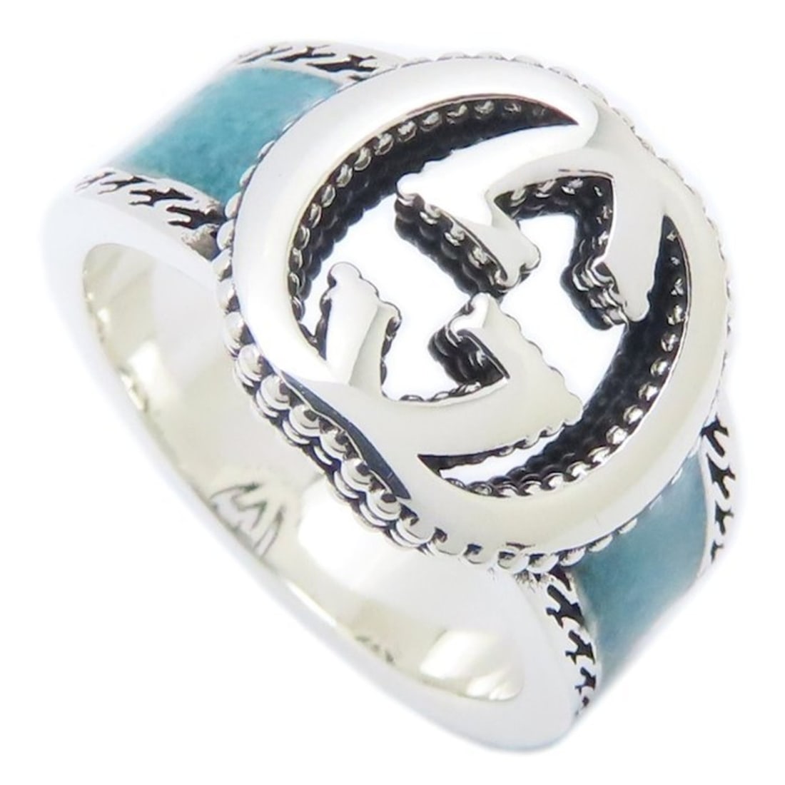 GUCCI Interlocking G Ring, Turquoise and Enamel, #15, SV925, Women's, 645572 294762: --- Catalog ---Category: SizeJP Size: 13.5US Size: 6.5Category: DesignType: Band ringGender: WomenMaterial: Silver 925Category: GeneralMPN: 645572Brand: Gucci--- Item List ---Section: ConditionRanking