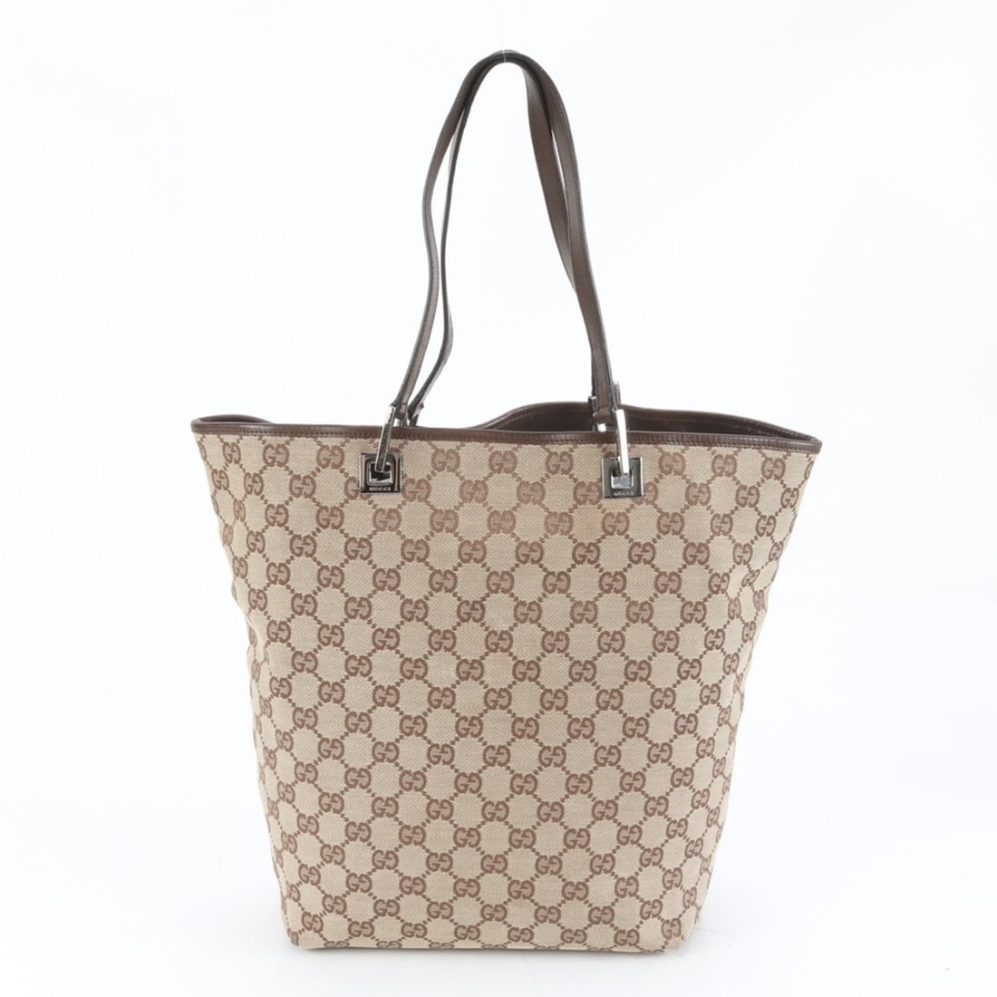 Gucci GG Canvas 31243 Leather Tote Bag Shoulder Handbag Brown Women's: --- Catalog ---Category: SizeSize (HxWxD): 30cm x 24cm x 12cm / 11.81'' x 9.44'' x 4.72''Category: DesignType: Handbag, Shoulder bag, Tote bagColor: BrownGender: WomenMaterial: Leather , Canvas Catego