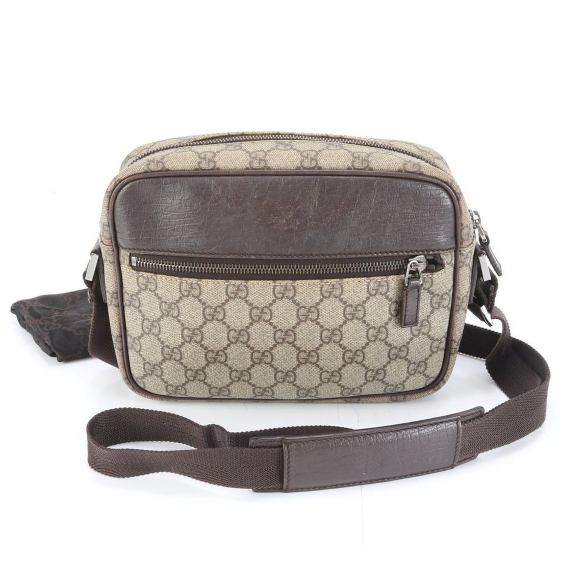 Gucci GG Supreme 114291 Leather Messenger Shoulder Bag, Brown, Men's: --- Catalog ---Category: SizeSize (HxWxD): 17cm x 22cm x 6cm / 6.69'' x 8.66'' x 2.36''Category: DesignType: Shoulder bagColor: BrownGender: MenMaterial: Leather , Coated canvas Category: GeneralBrand