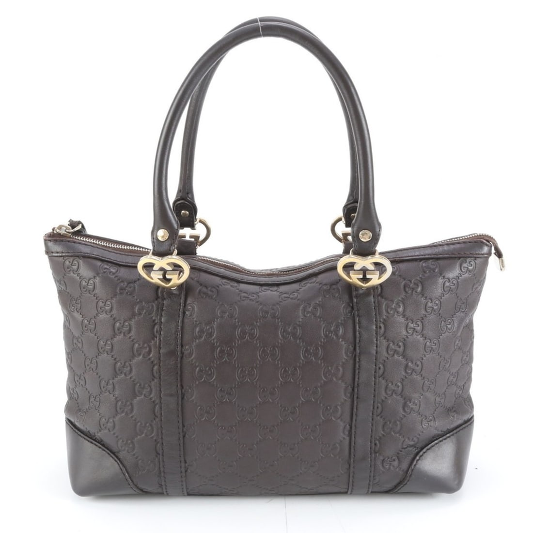 Gucci Guccissima Lovely 257068 Leather Tote Bag Shoulder Handbag Brown Women's: --- Catalog ---Category: SizeSize (HxWxD): 22cm x 31cm x 13cm / 8.66'' x 12.2'' x 5.11''Category: DesignType: Handbag, Shoulder bag, Tote bagColor: Dark brownGender: WomenMaterial: Leather Category: G