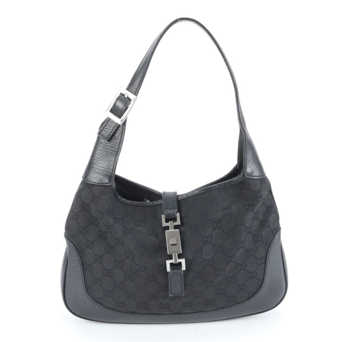 Gucci Jackie GG Canvas 00963 Leather Shoulder Bag/Handbag Black Women's: --- Catalog ---Category: SizeSize (HxWxD): 20cm x 32cm x 4cm / 7.87'' x 12.59'' x 1.57''Category: DesignType: Handbag, Shoulder bagColor: BlackGender: WomenMaterial: Leather , Canvas Category: General