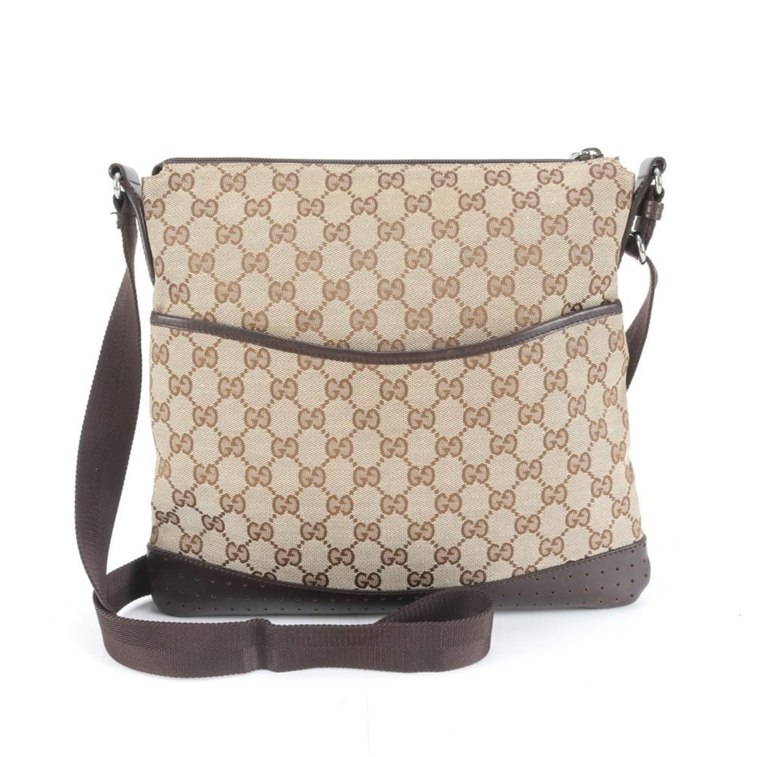 Gucci GG Canvas 145857 Leather Shoulder Bag Messenger Brown Men's: --- Catalog ---Category: SizeSize (HxWxD): 27cm x 30cm x 1cm / 10.62'' x 11.81'' x 0.39''Category: DesignType: Shoulder bagColor: BrownGender: MenMaterial: Leather , Canvas Category: GeneralMPN: 14585