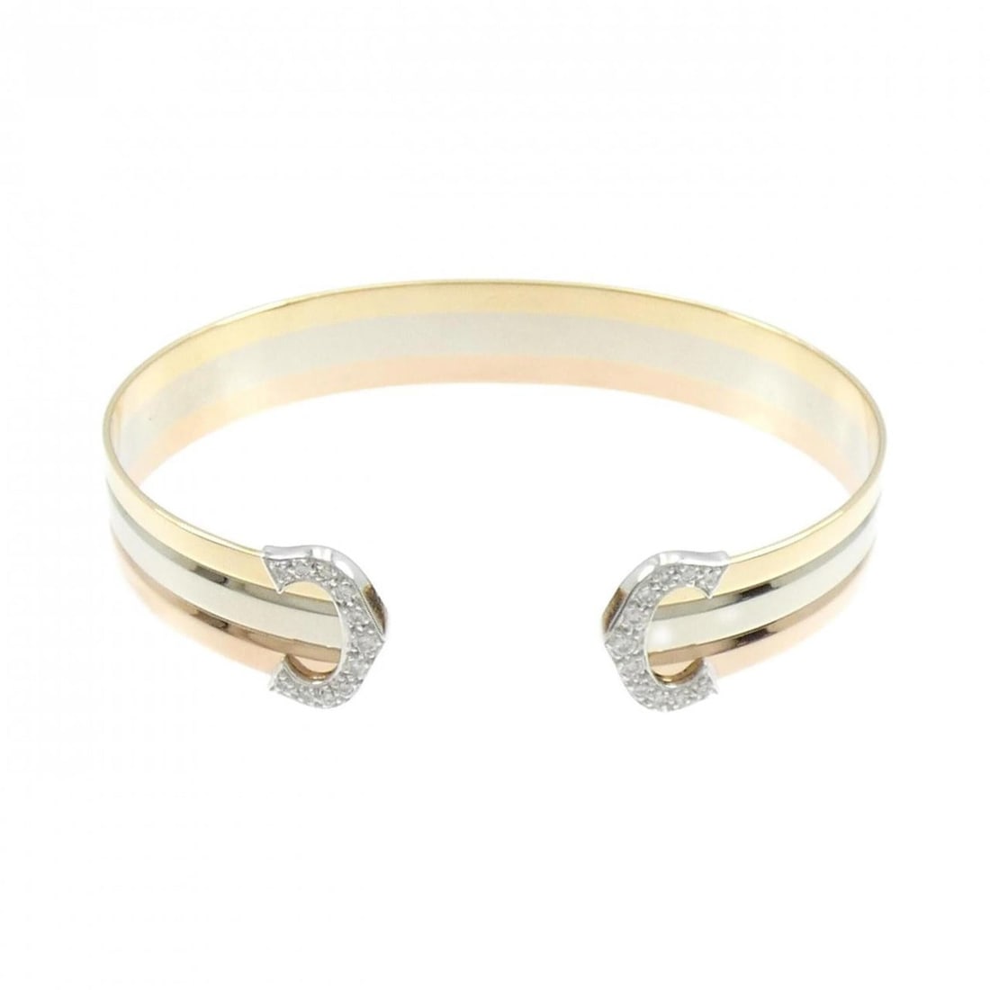 Cartier 2C Bangle: --- Catalog ---Category: SizeLength: 17cm / 6.69''Category: DesignType: BangleColor: Pink, White, YellowGender: WomenMaterial: Pink gold, White gold, Yellow goldCategory: GeneralBrand: Cartier--- Item
