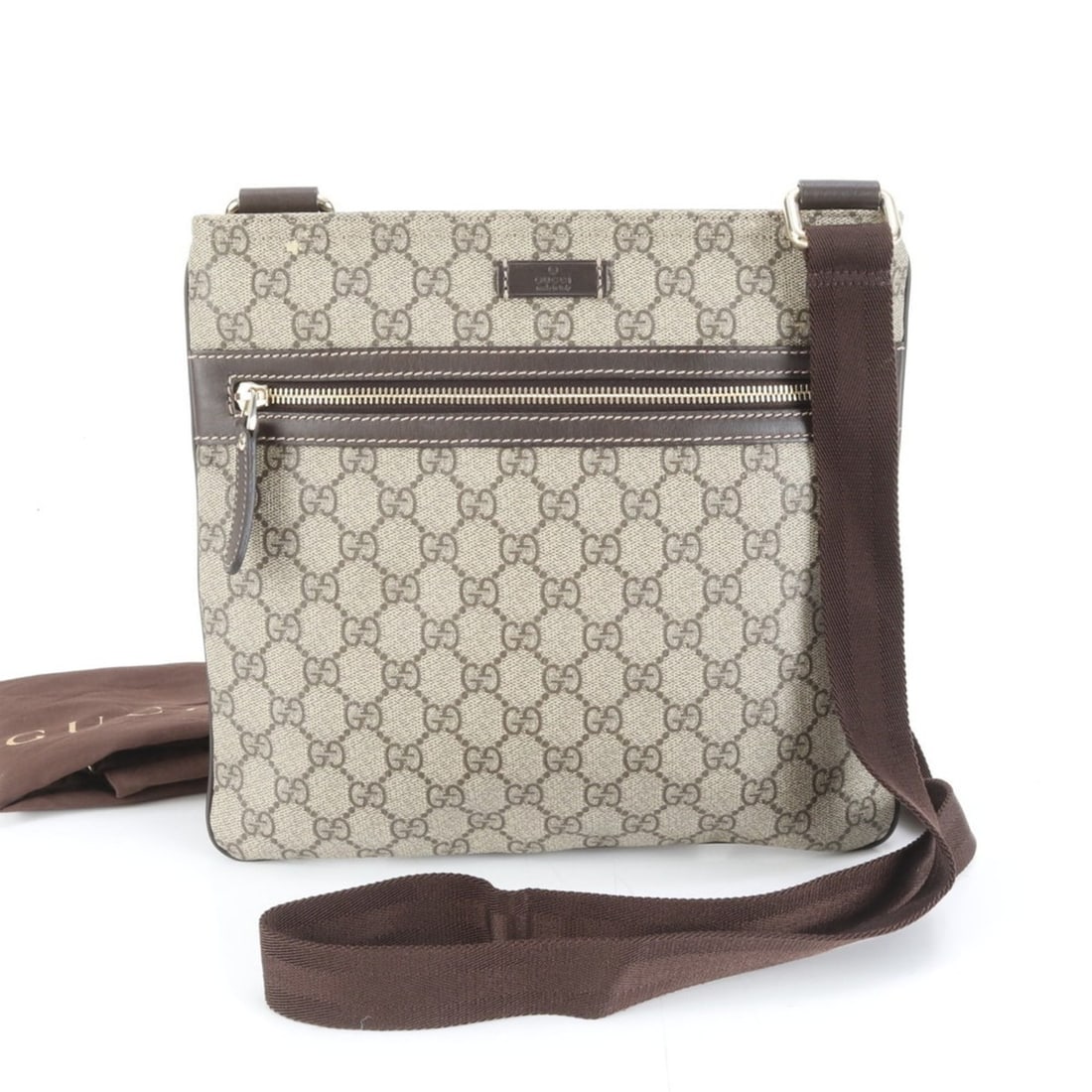 Gucci GG Supreme 295257 Leather Messenger Shoulder Bag Brown Men's: --- Catalog ---Category: SizeSize (HxWxD): 26cm x 28cm x 1cm / 10.23'' x 11.02'' x 0.39''Category: DesignType: Shoulder bagColor: BrownGender: MenMaterial: Leather , Coated canvas Category: GeneralMPN