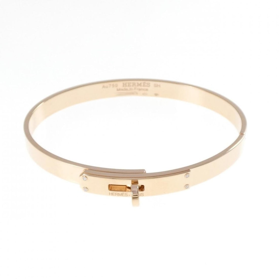 Hermes Kelly Bracelet: --- Catalog ---Category: SizeSize: SHWidth: 5.6mm / 0.22''Length: 16cm / 6.29''Weight: 24g / 0.84oz.Total Length: 16cm / 6.29''Category: DesignType: Charm braceletColor: PinkMetal: GoldStone: DiamondG