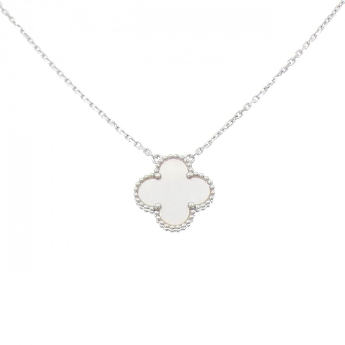 Van Cleef & Arpels Vintage Alhambra Necklace: --- Catalog ---Category: SizeWeight: 5.3g / 0.18oz.Pendant Size: 14.8mm x 14.8mm / 0.58'' x 0.58''Neck Circumference: 37 cm - 41 cm / 14.56'' - 16.14''Category: DesignMetal: White GoldStone: Mother of
