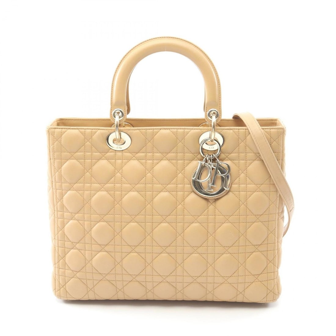 Christian Dior Dior Lady Large Cannage Handbag, Leather, Women's, Beige: --- Catalog ---Category: SizeSize (HxWxD): 25cm x 32cm x 11cm / 9.84'' x 12.59'' x 4.33''Category: DesignType: HandbagColor: BeigeGender: WomenMaterial: Leather Category: GeneralBrand: Christian Dior-