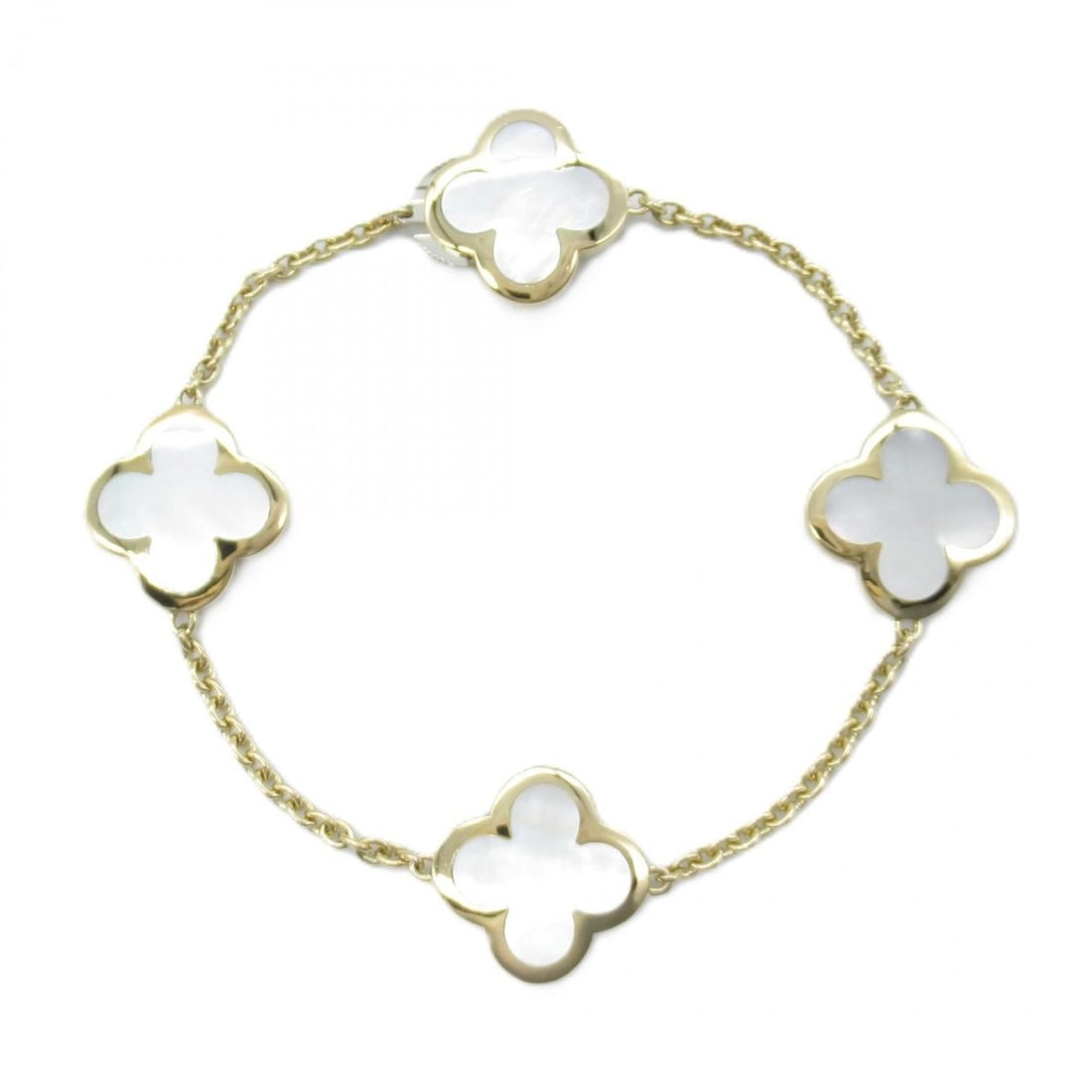 Van Cleef & Arpels Pure Alhambra Bracelet, Mother-of-Pearl, 18K Yellow Gold, Women's, Gold and White: --- Catalog ---Category: SizeLength: 16.5cm / 6.49''Category: DesignType: Charm braceletColor: Yellow goldStone: Mother of pearlGender: WomenMaterial: Yellow gold (18K)Stone Color: WhiteCategory: Gene