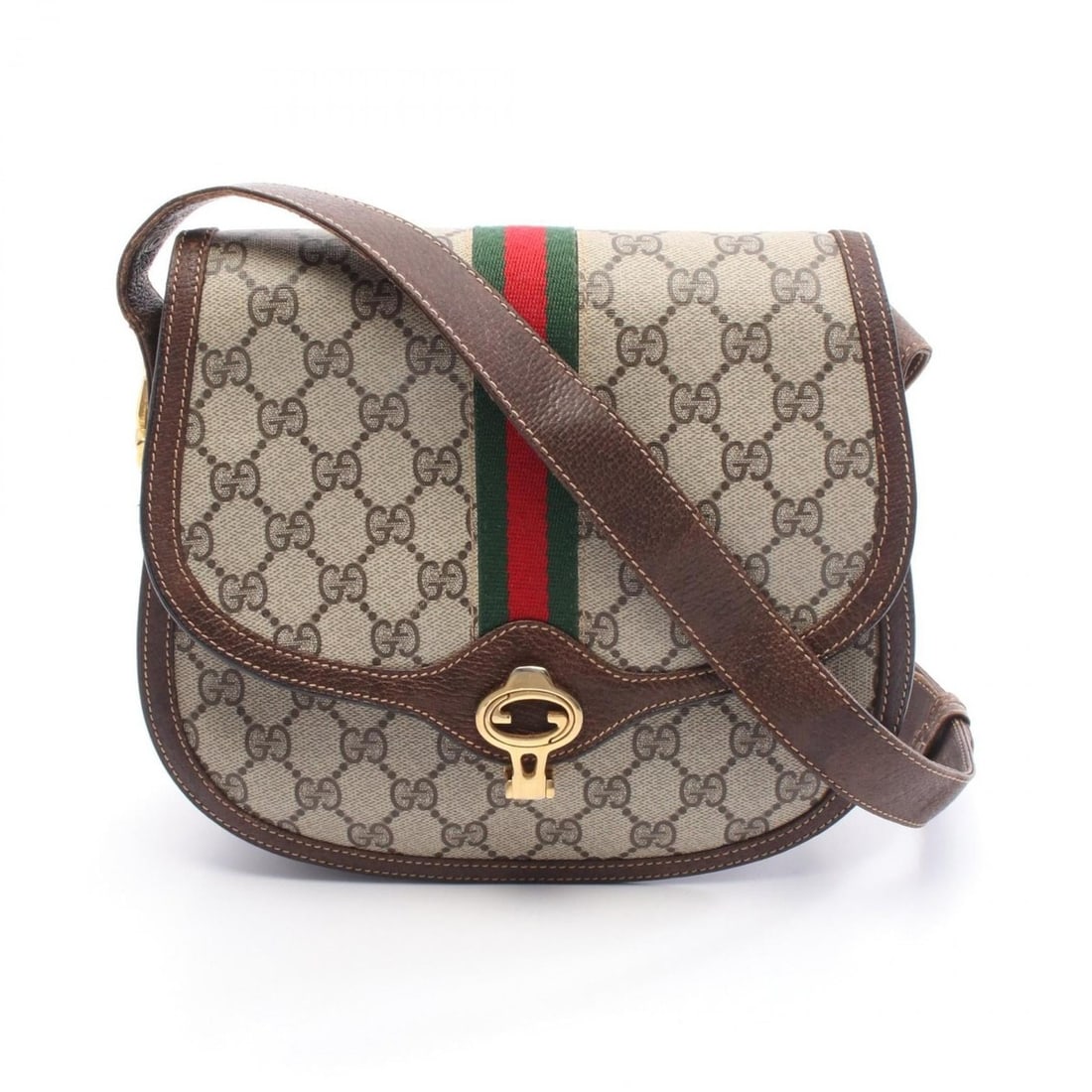 Gucci GG Supreme Sherry Line Shoulder Bag, Coated Canvas and Leather, Women's, Beige Brown: --- Catalog ---Category: SizeSize (HxWxD): 21cm x 22cm x 5cm / 8.26'' x 8.66'' x 1.96''Strap Length: 49cm - 91cm / 19.29'' - 35.82''Category: DesignType: Shoulder bagColor: Beige, BrownGender: WomenMa
