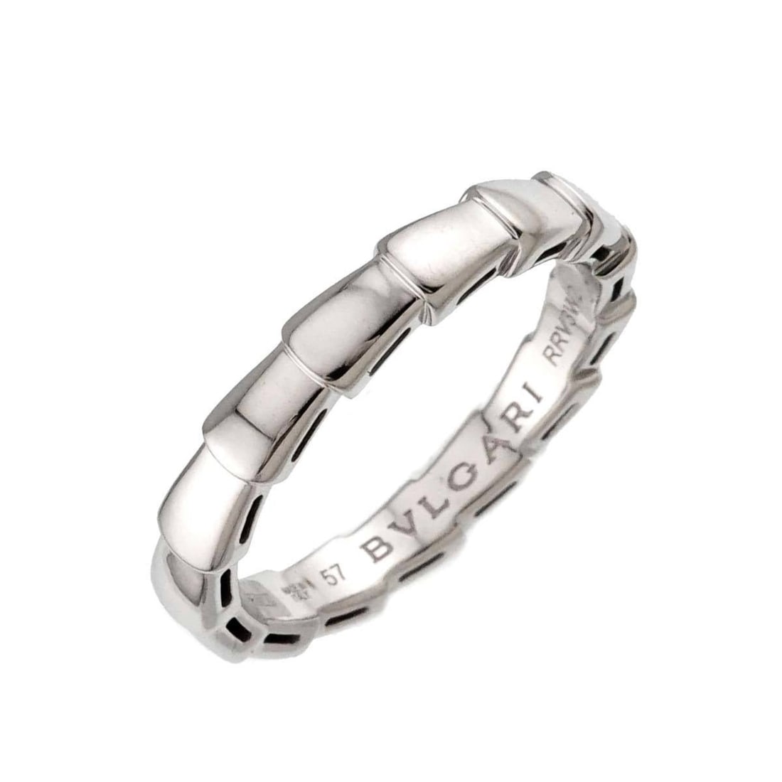 Bvlgari Serpenti Viper #57 Ring in 18K White Gold (750): --- Catalog ---Category: SizeUS Size: 8.5Brand Size: 57Category: DesignType: Band ringColor: White goldGender: Women,MenMaterial: White gold (18K)Category: GeneralBrand: Bvlgari--- Item List ---Sectio