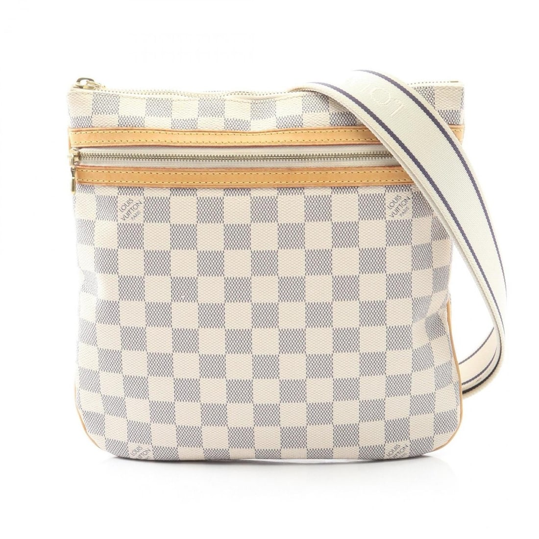 Louis Vuitton Pochette Bosphore Damier Azur Shoulder Bag, Coated Canvas and Leather, Women's, White,: --- Catalog ---Category: SizeSize (HxWxD): 25cm x 25cm x 1.5cm / 9.84'' x 9.84'' x 0.59''Category: DesignType: Shoulder bagColor: WhiteGender: WomenMaterial: Damier Azur , Leather Category: GeneralMPN