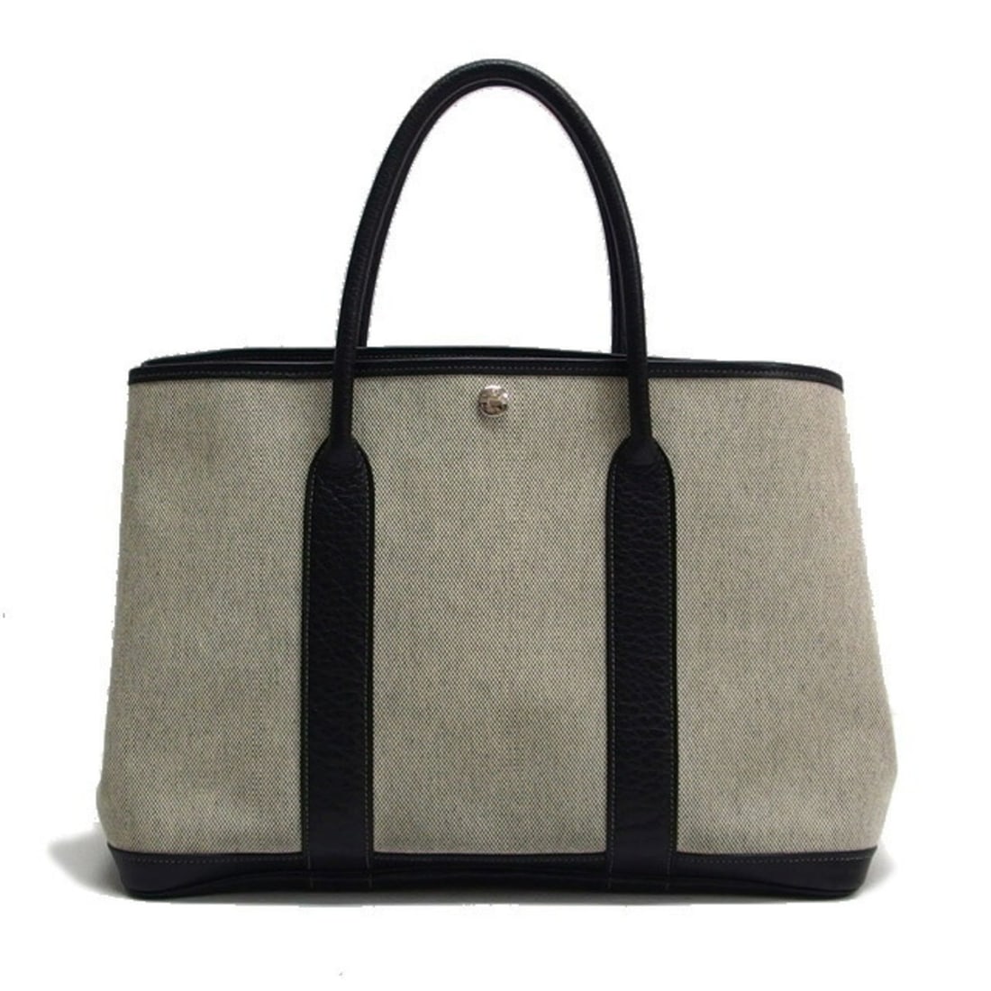 Hermes Garden PM Tote Bag Gray x Black: --- Catalog ---Category: SizeSize (HxWxD): 25cm x 36cm x 17cm / 9.84'' x 14.17'' x 6.69''Category: DesignType: Handbag, Tote bagColor: Black, GrayGender: WomenMaterial: Toile H , Leather Category: Gen