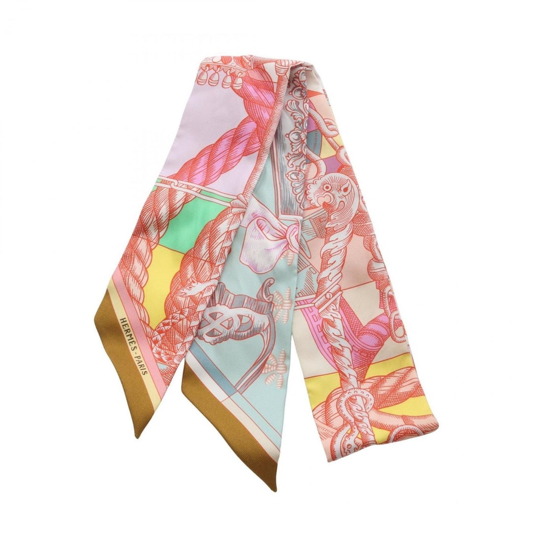 Hermes Hermès Twilly Cavalleria d'Etriers Silk Scarf for Women in Multicolor (1 of 8)