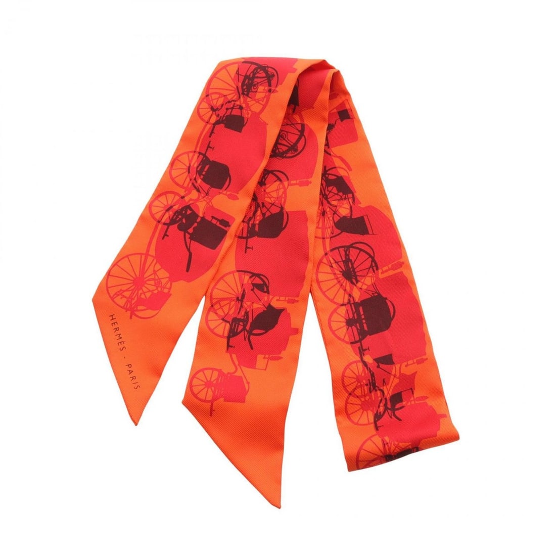 Hermes Hermès Twilly Silk Scarf for Women in Orange and Red: --- Catalog ---Category: SizeSize (LxW): 85cm x 5cm / 33.46'' x 1.96''Category: DesignType: ScarfColor: Orange, Red colorGender: WomenMaterial: Silk Category: GeneralBrand: Hermes--- Item List ---Sect