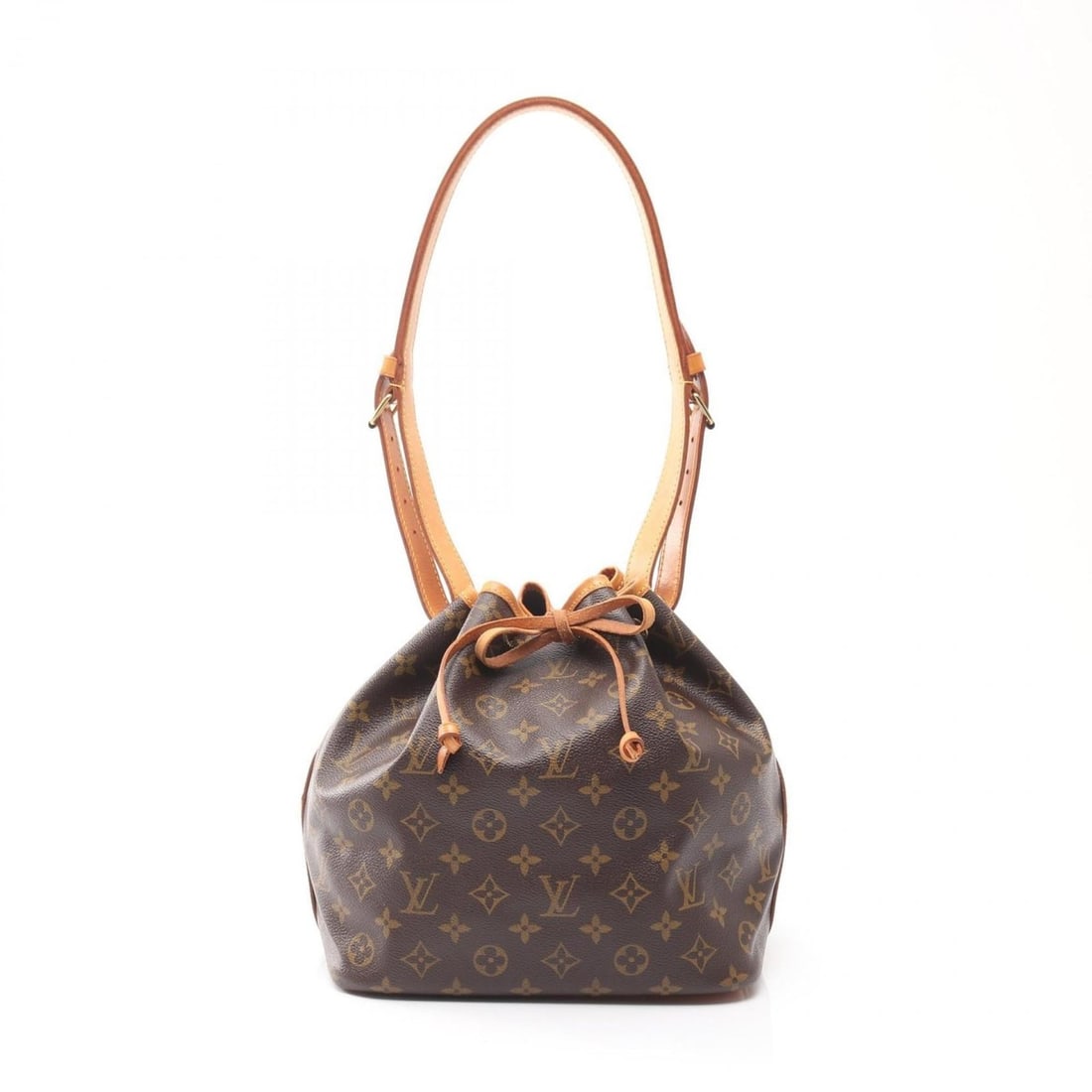 Louis Vuitton Petit Noe Shoulder Bag, Coated Canvas and Leather, Monogram, Women's, Brown, M42226: --- Catalog ---Category: SizeSize (HxWxD): 27cm x 24cm x 18cm / 10.62'' x 9.44'' x 7.08''Category: DesignType: Shoulder bagColor: BrownGender: WomenMaterial: Coated canvas , PVC , Monogram , Leather C