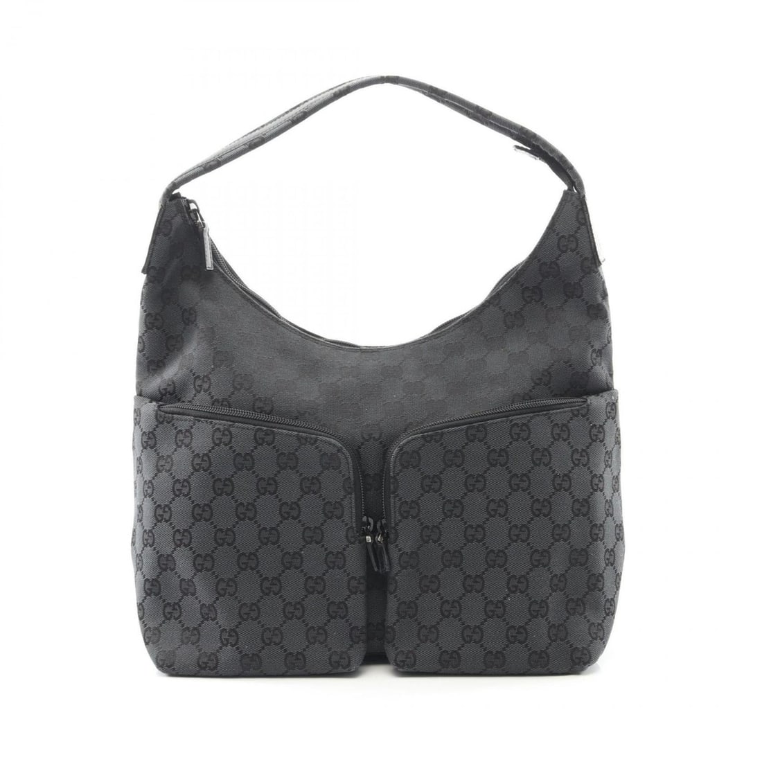 Gucci GG-patterned shoulder bag in canvas and leather, gray, model 001-3380-002058: --- Catalog ---Category: SizeSize (HxWxD): 23cm x 29cm x 15cm / 9.05'' x 11.41'' x 5.9''Category: DesignType: Shoulder bagColor: GrayGender: WomenMaterial: Canvas , Leather Category: GeneralMPN: 001?3
