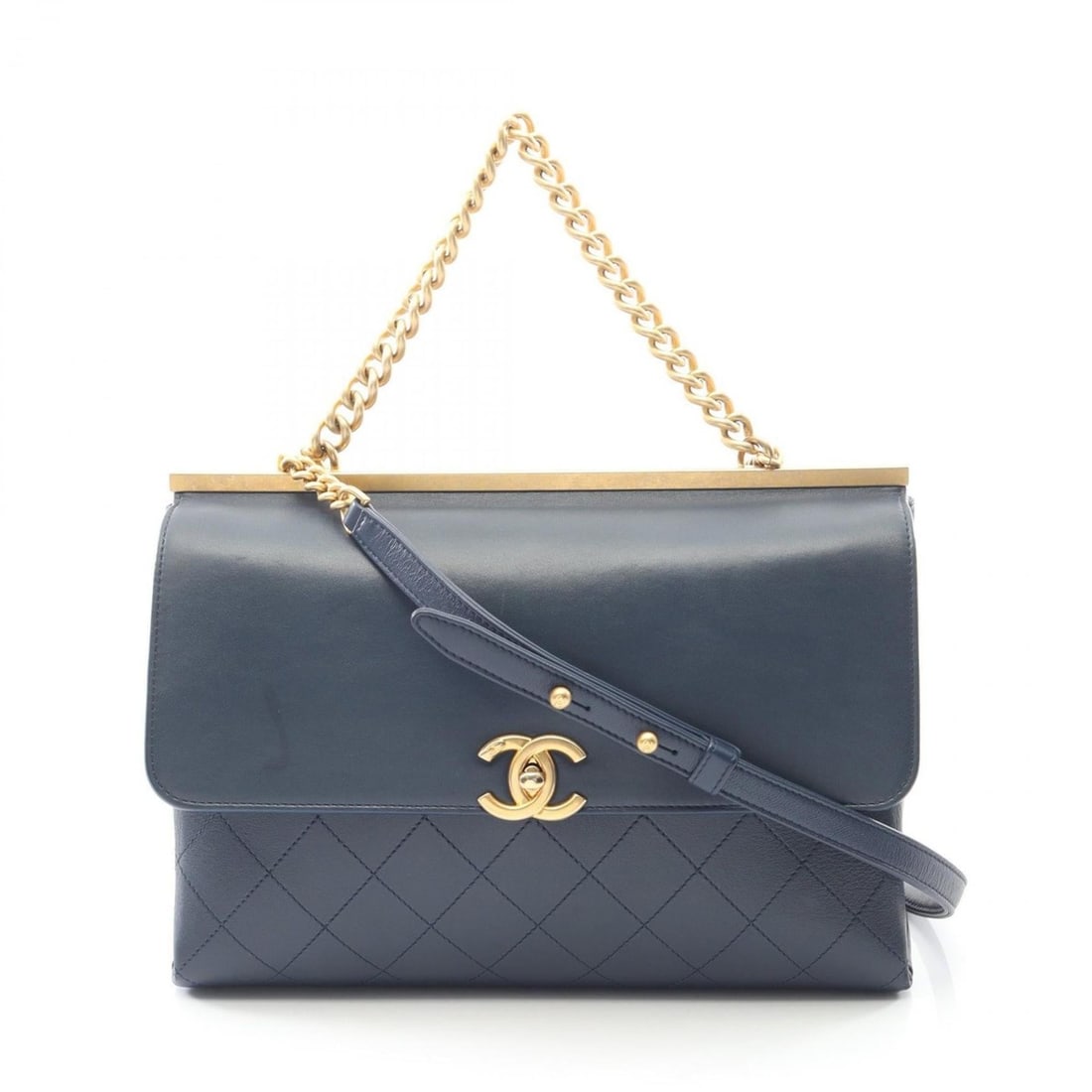 CHANEL Matelasse 31 RUE CAMBON Shoulder Bag in Navy Lambskin Leather: --- Catalog ---Category: SizeSize (HxWxD): 20cm x 28cm / 7.87'' x 11.02''Category: DesignType: Shoulder bagColor: NavyGender: WomenMaterial: Leather Hardware Color: GoldLeather/Fur Type: LambskinCateg