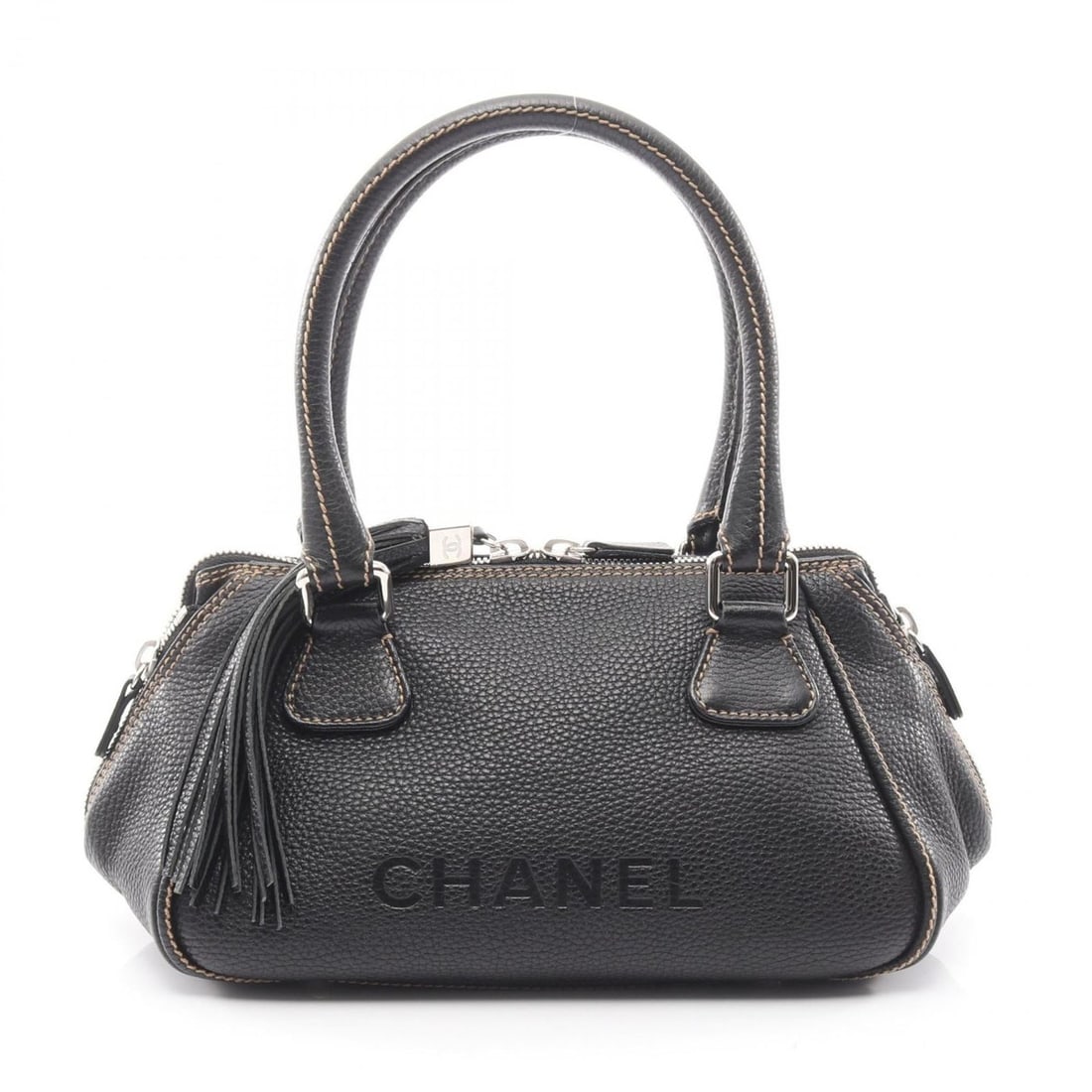 CHANEL handbag, leather, women's, black: --- Catalog ---Category: SizeSize (HxWxD): 16cm x 37cm x 14cm / 6.29'' x 14.56'' x 5.51''Category: DesignType: HandbagColor: BlackGender: WomenMaterial: Leather Hardware Color: SilverCategory: General