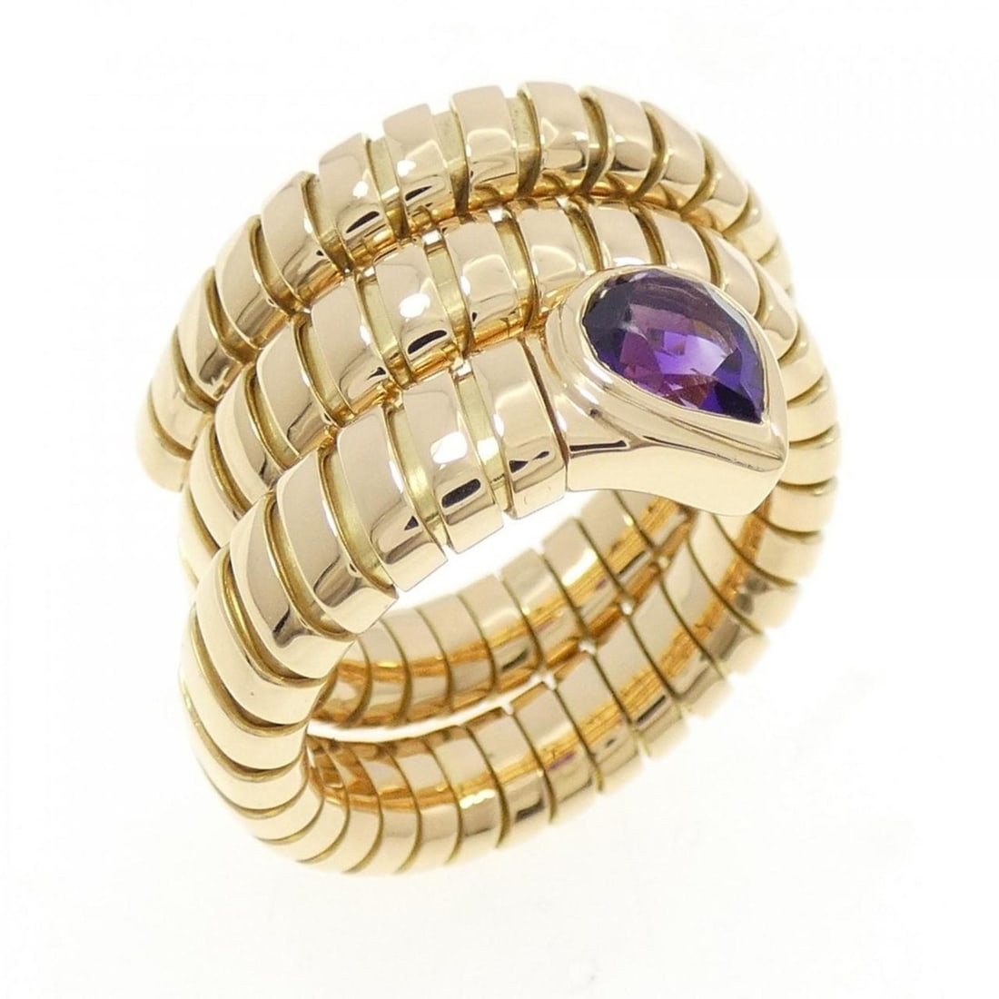 Bvlgari Serpent Ring: --- Catalog ---Category: SizeJP Size: 13.0US Size: 6.5Category: DesignType: Band ringStone: AmethystGender: WomenMaterial: Yellow gold (18K)Category: GeneralBrand: Bvlgari--- Item List ---Section: Con