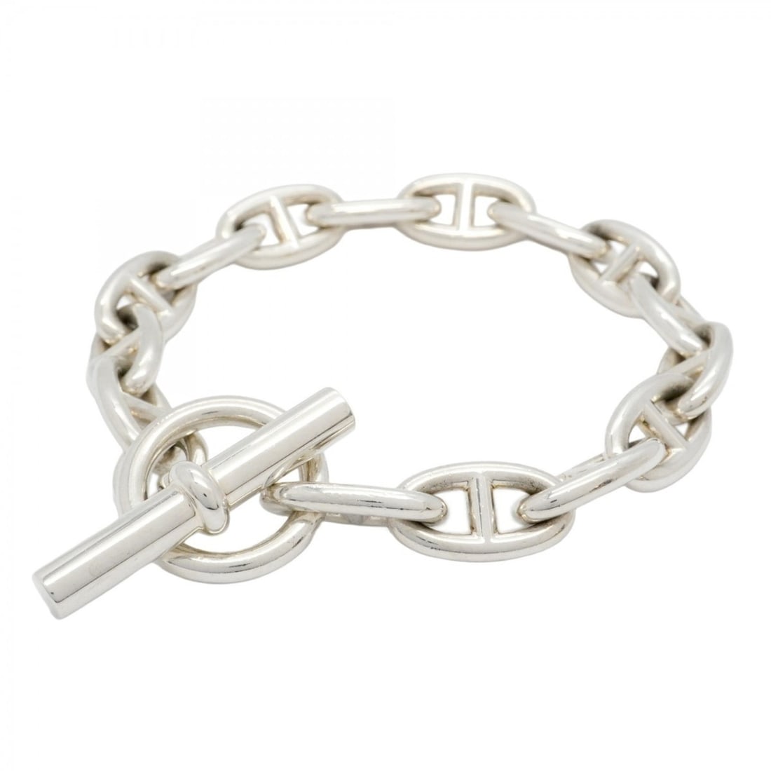 Hermes Hermès Chaine d'Ancre GM Bracelet, 15 links, 925 silver, for men and women: --- Catalog ---Category: SizeLength: 20.5cm / 8.07''Category: DesignType: Charm braceletGender: Men,WomenMaterial: Silver 925Category: GeneralBrand: Hermes--- Item List ---Section: ConditionRanking: R