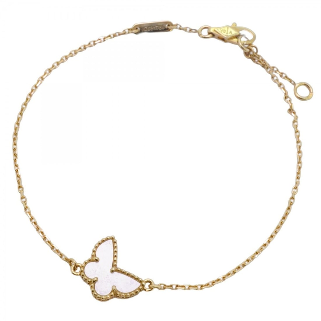Van Cleef & Arpels Sweet Alhambra Papillon Bracelet in 18KY Yellow Gold with Mother-of-Pearl for: --- Catalog ---Category: SizeLength: 15.5cm - 17cm / 6.1'' - 6.69''Category: DesignType: Charm braceletStone: Mother of pearlGender: WomenMaterial: Yellow gold (18K)Category: GeneralBrand: Van Cleef &