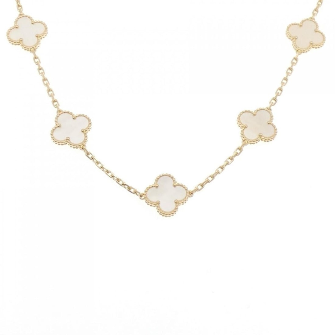 Van Cleef & Arpels Vintage Alhambra 10 Motif Necklace: --- Catalog ---Category: SizeNeck Circumference: 42 cm / 16.53''Category: DesignGender: WomenMaterial: Yellow gold (18K)Necklace Type: NecklaceCategory: GeneralMPN: VCARA42800Brand: Van Cleef & Arpels