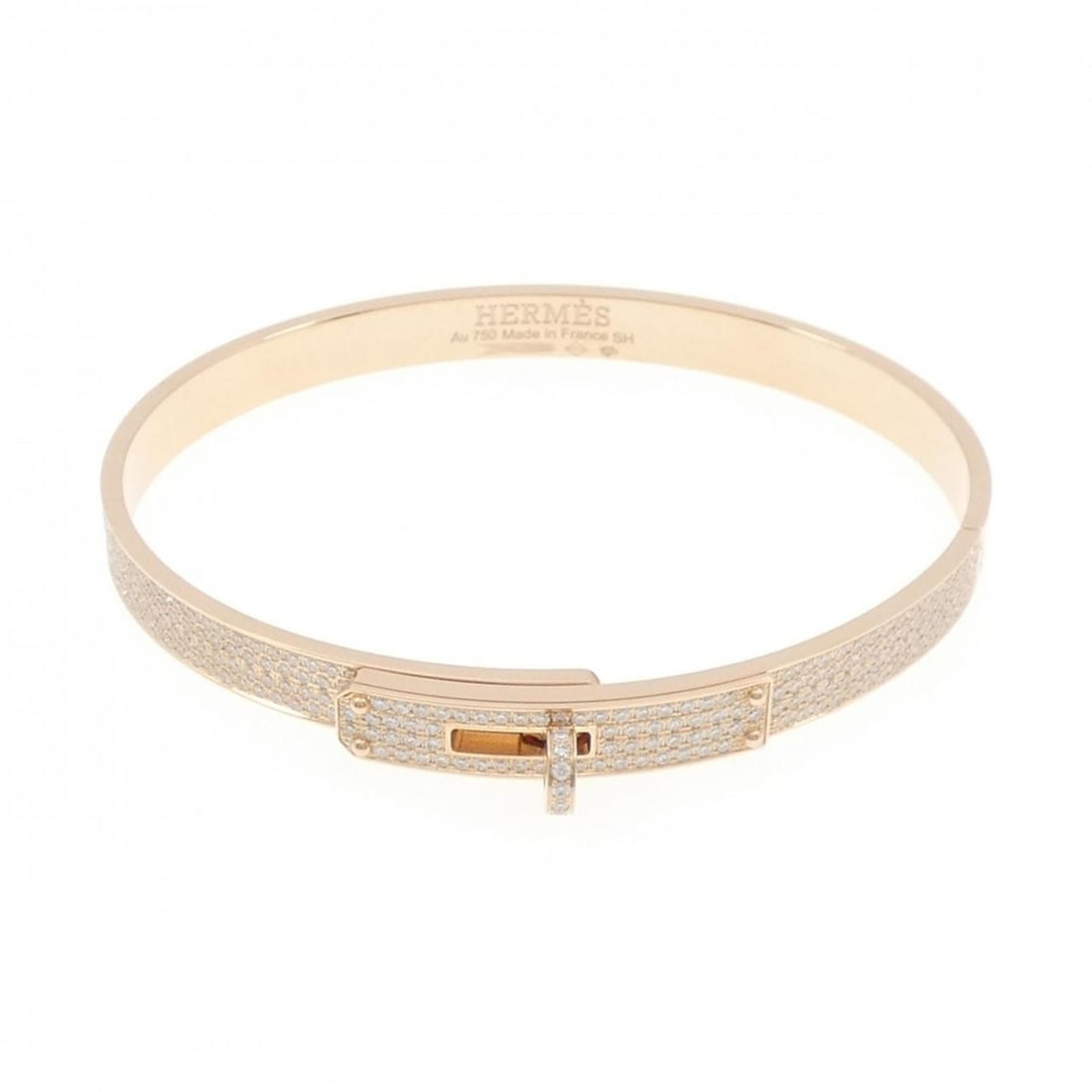 Hermes Kelly Bangle: --- Catalog ---Category: SizeLength: 15.5cm / 6.1''Stone Size (HxW): 5.6cm x 5.6cm / 2.2'' x 2.2''Category: DesignType: BangleColor: Pink goldStone: DiamondGender: WomenMaterial: Pink gold (18K)Catego