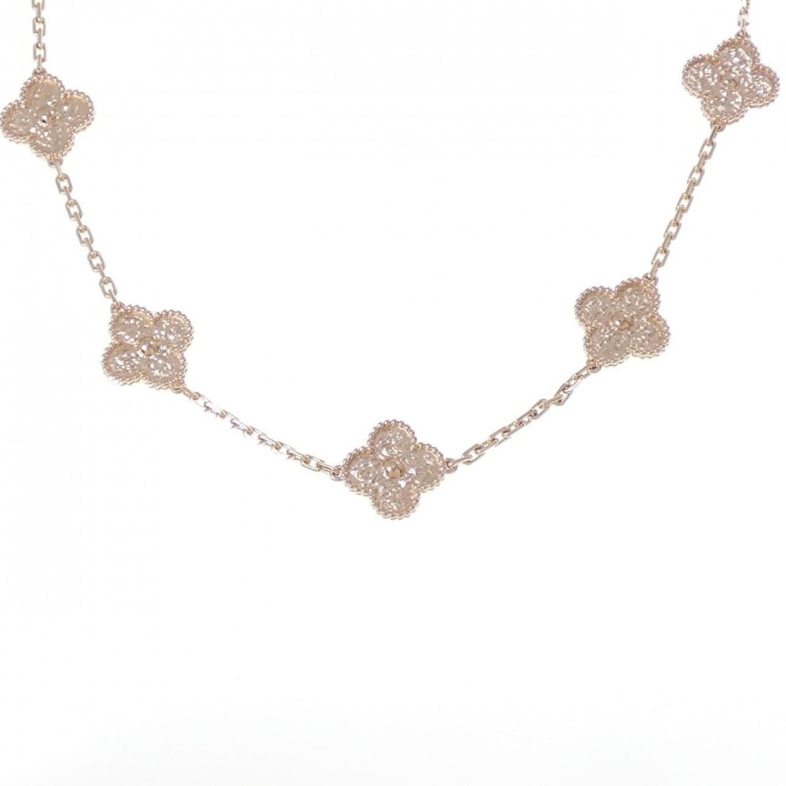 Van Cleef & Arpels Vintage Alhambra 10 Motif Necklace: --- Catalog ---Category: SizeNeck Circumference: 42 cm / 16.53''Category: DesignColor: Pink goldGender: WomenMaterial: Pink gold (18K)Necklace Type: NecklaceCategory: GeneralMPN: VCARN9T100Brand: Van