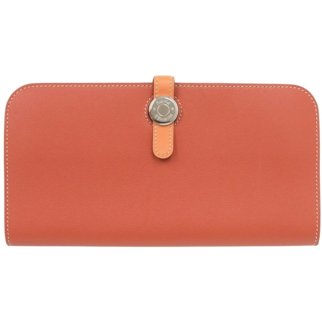 Hermes Excellent condition Hermès Dogon Long Swift Wallet in Sanguine Crevette with silver: --- Catalog ---Category: SizeSize (HxWxD): 10.5cm x 20.5cm x 1.5cm / 4.13'' x 8.07'' x 0.59''Category: DesignType: Long wallet (bi-fold)Color: Crevette, SanguineGender: WomenMaterial: Swift leather Ca