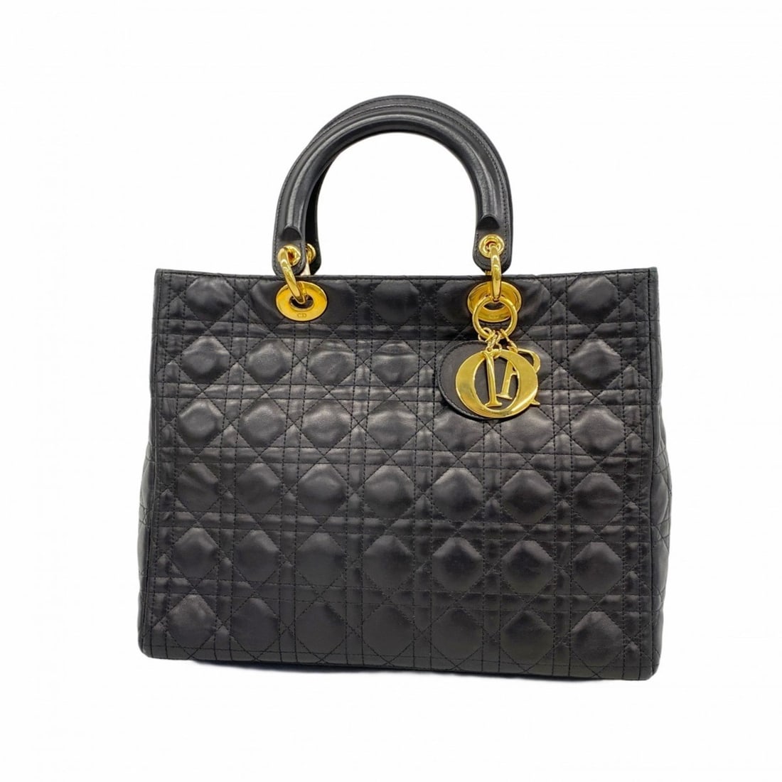 Christian Dior Cannage Leather Handbag Black Women's: --- Catalog ---Category: SizeSize (HxWxD): 25cm x 32cm x 11.5cm / 9.84'' x 12.59'' x 4.52''Category: DesignType: HandbagColor: BlackGender: WomenMaterial: Leather Hardware Color: GoldCategory: General