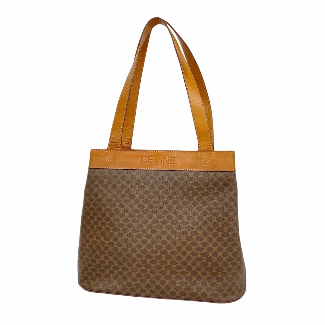 Celine tote bag Macadam brown women's: --- Catalog ---Category: SizeSize (HxWxD): 29cm x 35cm x 16.5cm / 11.41'' x 13.77'' x 6.49''Category: DesignType: Tote bagColor: BrownGender: WomenMaterial: PVC Hardware Color: GoldCategory: GeneralBr