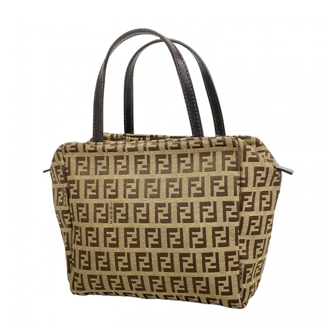 Fendi Zucchino handbag in nylon canvas, brown, for women: --- Catalog ---Category: SizeSize (HxWxD): 15cm x 17.5cm x 7cm / 5.9'' x 6.88'' x 2.75''Category: DesignType: HandbagColor: BrownGender: WomenMaterial: Nylon canvas Hardware Color: SilverCategory: Gen
