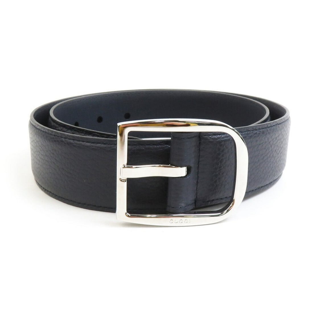 Gucci Men's Leather/Metal Belt in Navy/Silver (Product Code: 4497166 e61180a): --- Catalog ---Category: SizeLength: 78cm - 88cm / 30.7'' - 34.64''Category: DesignType: Standard beltColor: Navy, SilverGender: MenMaterial (Strap): Leather Material (Buckle): MetalCategory: GeneralM