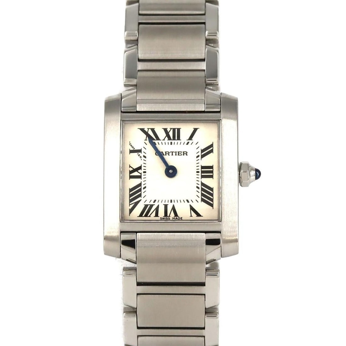 Cartier Tank Française SM W51008Q3 Stainless Steel Quartz Watch: --- Catalog ---Category: SizeWrist Size: 15cm / 5.9''Case Diameter: 20mm / 0.79''Category: DesignType: WristwatchGender: WomenColor (Dial): SilverMaterial (Band): Stainless steelMaterial (Case): Stain