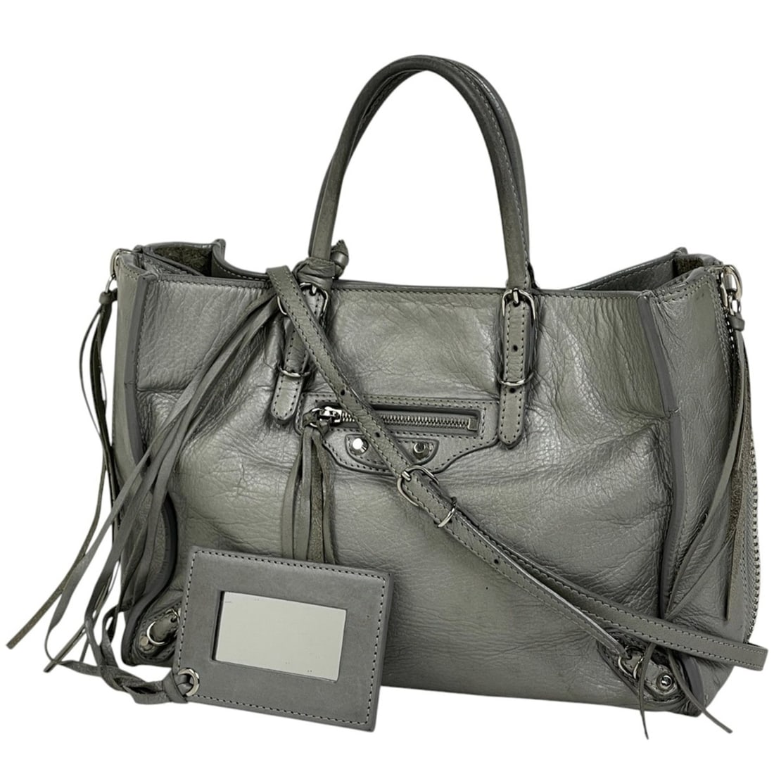 Balenciaga Paper A6 Zip-Around Handbag, 2-Way Shoulder Bag, Gray Leather, 370926, Women's: --- Catalog ---Category: SizeSize (HxWxD): 19cm x 25cm x 10.5cm / 7.48'' x 9.84'' x 4.13''Category: DesignType: Handbag, Shoulder bagColor: GrayGender: WomenMaterial: Leather Category: GeneralMPN: 370