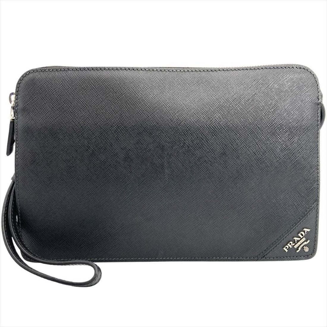 Prada Saffiano Clutch Bag, Black, 2VF056, Men's: --- Catalog ---Category: SizeSize (HxWxD): 17cm x 26cm x 6cm / 6.69'' x 10.23'' x 2.36''Category: DesignType: Clutch bagColor: BlackGender: MenMaterial: Saffiano Hardware Color: SilverCategory: Genera