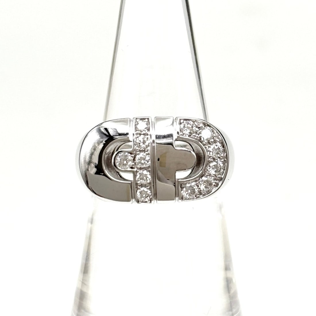 BVLGARI Parentesi Ring with 750 Diamonds for Women: --- Catalog ---Category: SizeJP Size: 11.5US Size: 6Category: DesignType: Band ringGender: WomenMaterial: White gold (18K)Category: GeneralBrand: Bvlgari--- Item List ---Section: ConditionRanking: Ran