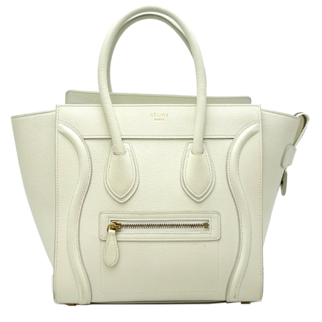 Celine Luggage Micro Shopper Women's Handbag 167793 in White Leather: --- Catalog ---Category: SizeSize (HxWxD): 25.5cm x 39cm x 14cm / 10.03'' x 15.35'' x 5.51''Category: DesignType: HandbagColor: Light blue, WhiteGender: WomenMaterial: Leather Category: GeneralMPN: 16