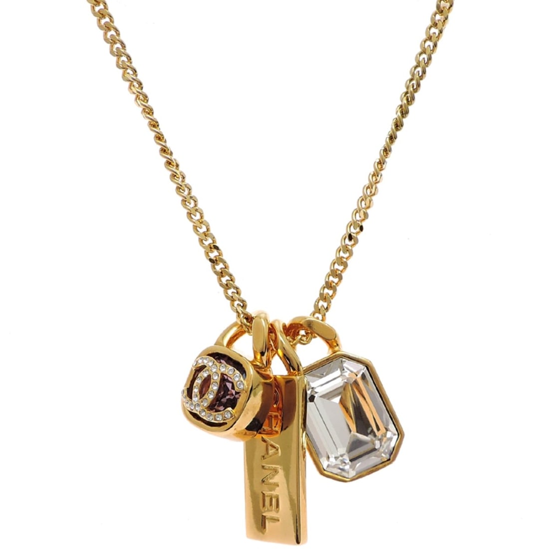 Chanel Coco Mark Metal Strass Rhinestone Necklace for Men and Women, AB5719 GP: --- Catalog ---Category: SizeNeck Circumference: 87 cm / 34.25''Category: DesignStone: RhinestoneGender: Men,WomenMaterial: Gold platingNecklace Type: NecklaceCategory: GeneralMPN: AB5719Brand: Chanel