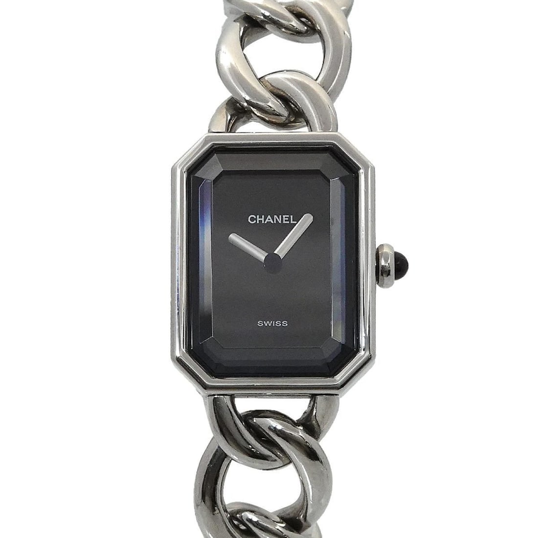 CHANEL Premiere Women's Watch, Size M, H0452, Black Quartz Movement: --- Catalog ---Category: SizeWrist Size: 15cm / 5.9''Case Diameter: 20mm / 0.79''Category: DesignType: WristwatchGender: WomenColor (Dial): BlackMaterial (Band): Stainless steelMaterial (Case): Stainl