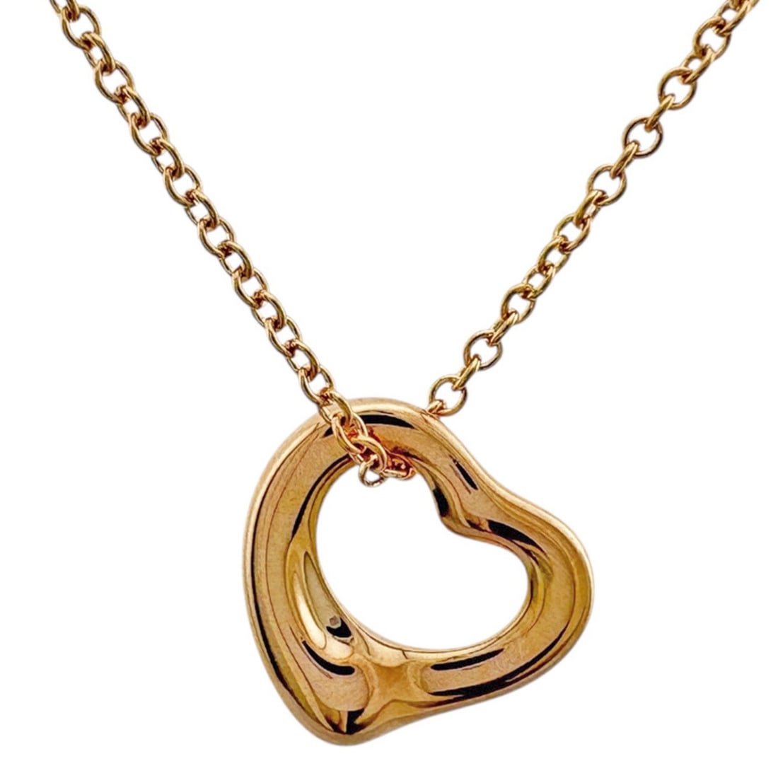 Tiffany Open Heart Necklace, 18k Gold, Women's, Pre-owned, TIFFANY & Co.: --- Catalog ---Category: SizePendant Size: 9.5mm x 11mm / 0.37'' x 0.43''Neck Circumference: 40.5 cm / 15.94''Category: DesignColor: Gold, Pink goldGender: WomenMaterial: Pink gold (18K)Necklace Type: