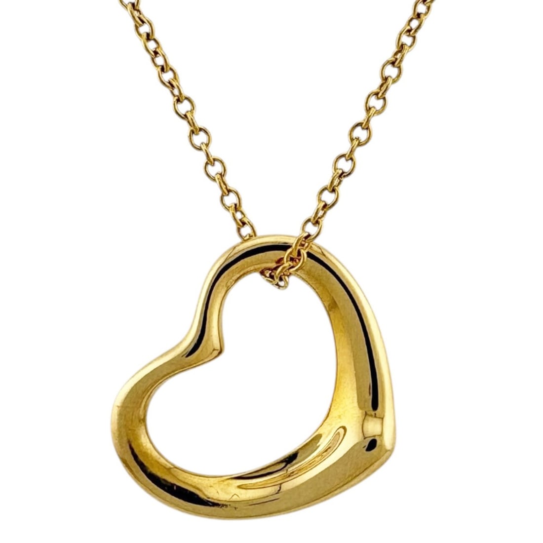 Tiffany Open Heart Necklace, 18k Gold, Women's, Pre-owned, TIFFANY & Co.: --- Catalog ---Category: SizePendant Size: 14mm x 14mm / 0.55'' x 0.55''Neck Circumference: 42 cm / 16.53''Category: DesignColor: GoldGender: WomenMaterial: Yellow gold (18K)Necklace Type: NecklaceCat