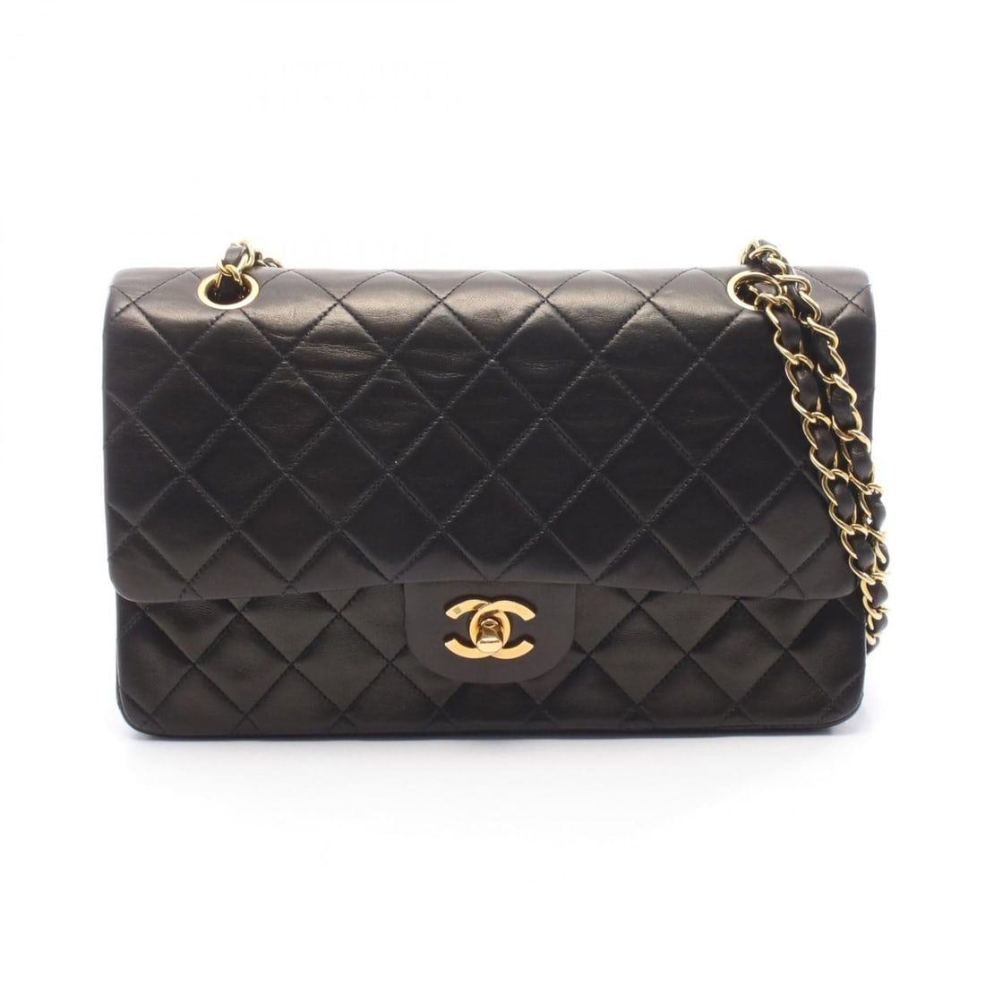 CHANEL Matelasse Double Flap Shoulder Bag in Lambskin Leather, Black (1 of 17)